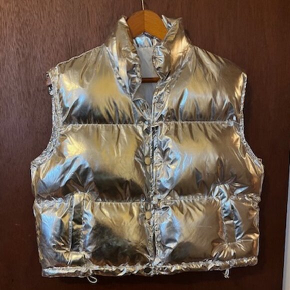 Metallic Silver Puffer Vest - Picture 1 of 4